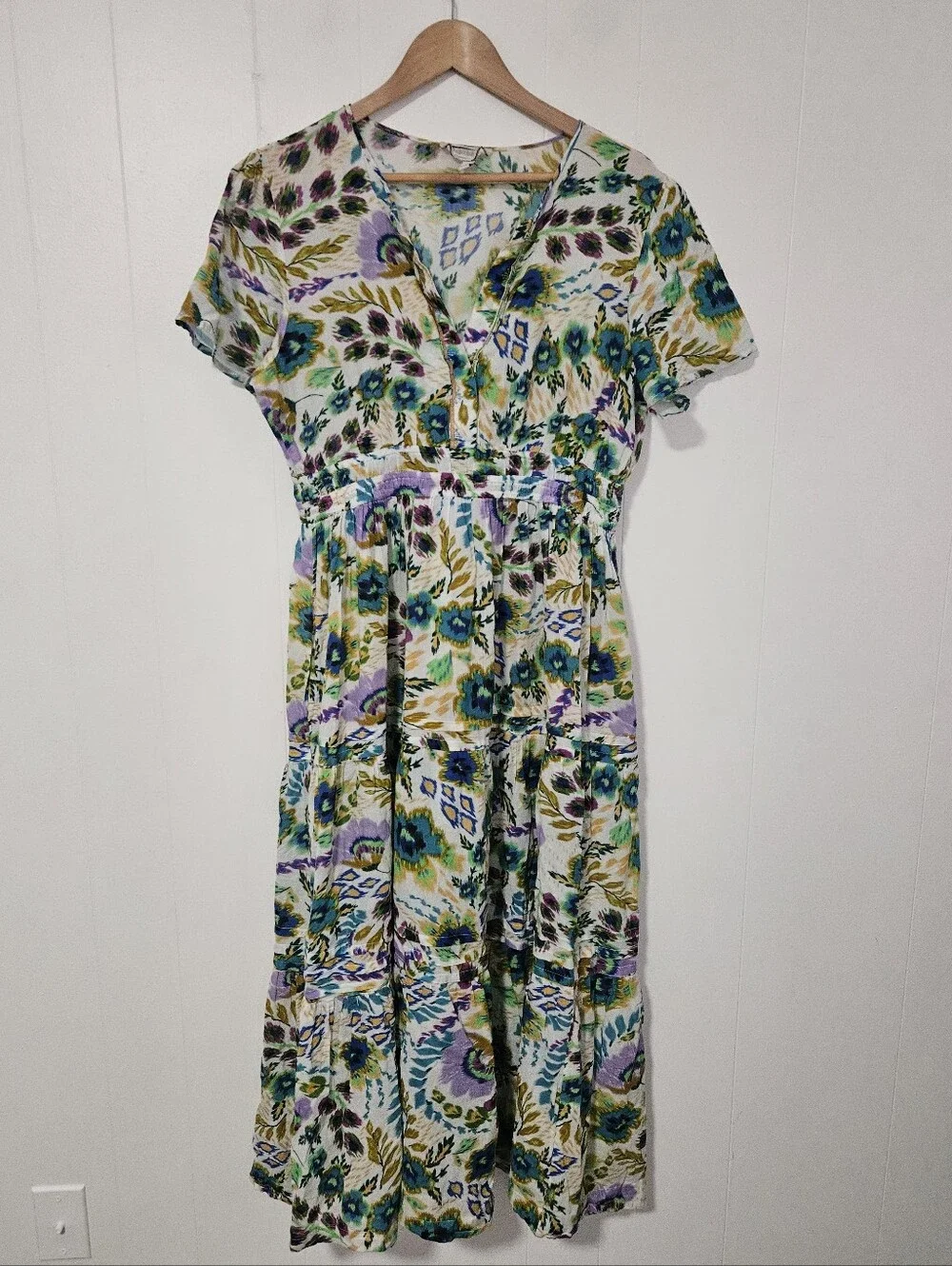 Johnny Was Ikat Bloom Pintuck Tiered Dress - Picture 4 of 8